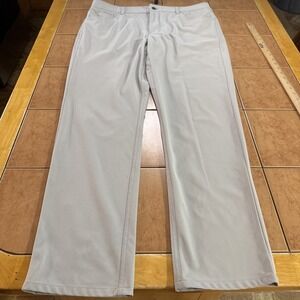 Johnnie-O Pants Mens Sz 36 x 32 Solid Quarry Gray PREP-FORMANCE Golf Polyester